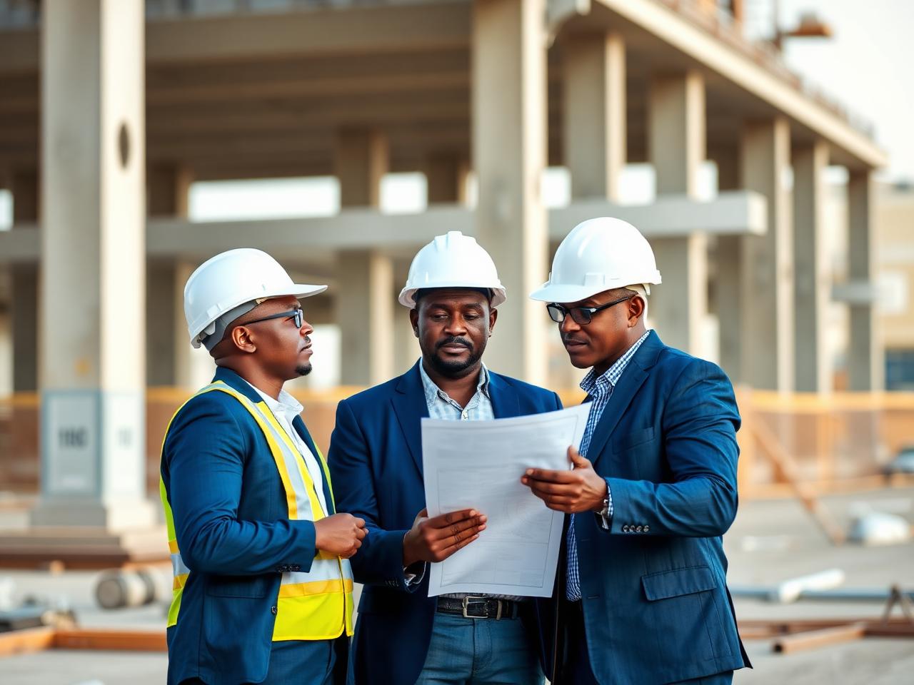LITUGO engineers reviewing blueprints on site